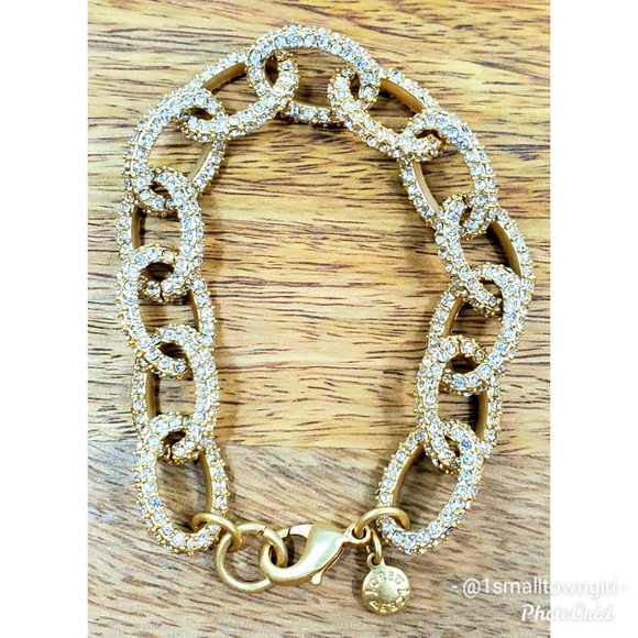 J. Crew Jewelry - J. Crew pave stone link bracelet gold/clear stones
